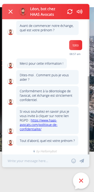 Chat du site web de Haas Avocats